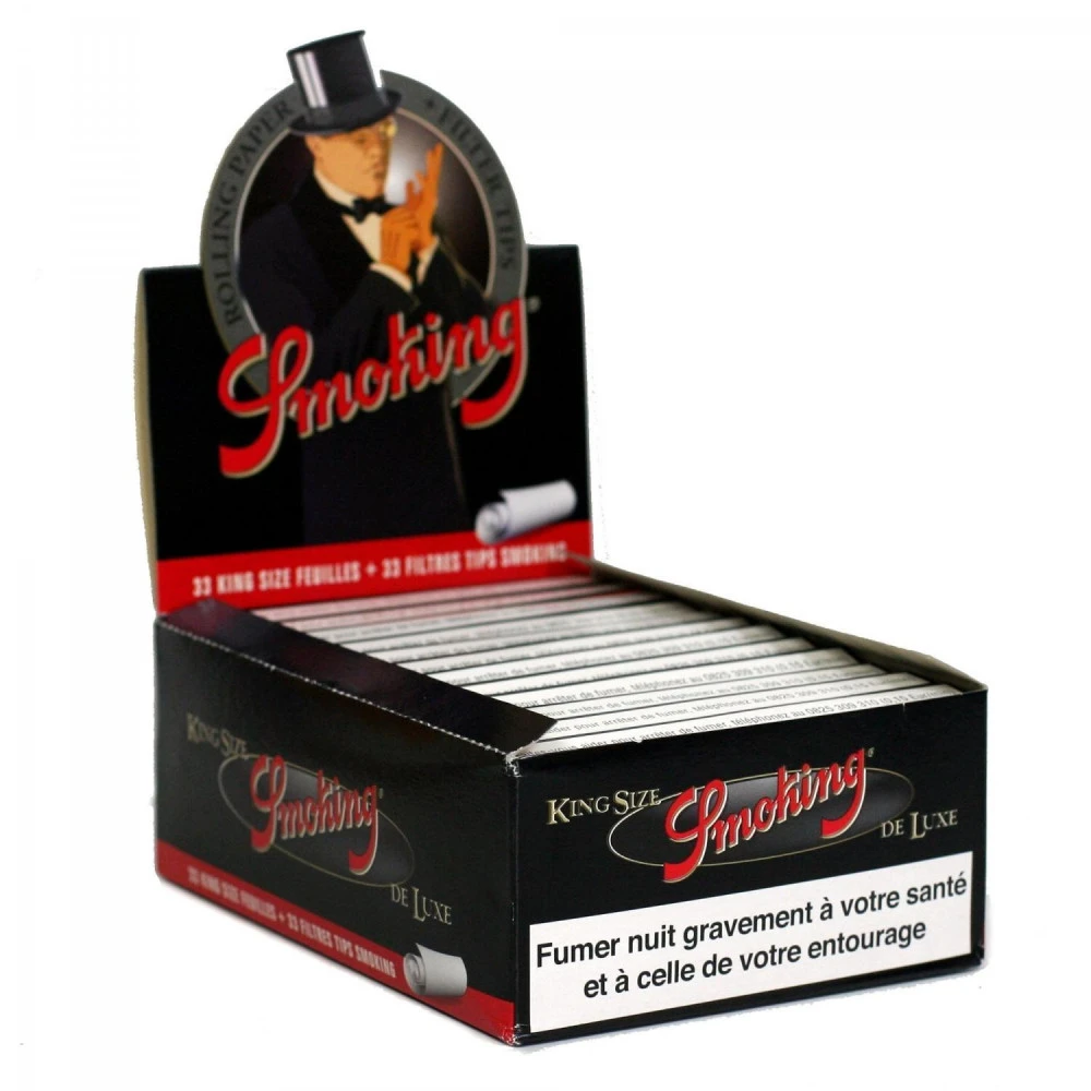 Boite 24 Carnets De Feuille Smoking Deluxe King Size Avec Filtre - Feuille + Tips 3 Boite 24 Carnets De Feuille Smoking Deluxe King Size Avec Filtre - Feuille + Tips