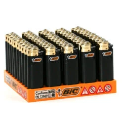 Boite De 50 Briquets Mini BIC - Gold -Fournitures Pour Fumeurs boite de 50 briquets mini bic gold 1