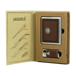 Champ Coffret Laguiole - Briquet Et Etui à Cigarettes Marron -Fournitures Pour Fumeurs coffret laguiole briquet et etui a cigarettes marron 1