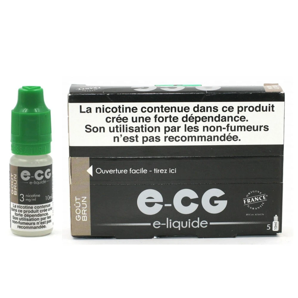 Lot De 5 Flacons E-CG - Goût Brun 3 Mg/ml 3 Lot De 5 Flacons E-CG - Goût Brun 3 Mg/ml